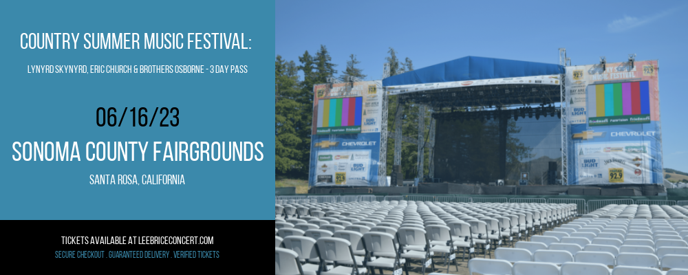 Country Summer Music Festival: Lynyrd Skynyrd, Eric Church & Brothers Osborne - 3 Day Pass at Lee Brice Concerts tickets Country Summer Music Festival: Lynyrd Skynyrd, Eric Church & Brothers Osborne - 3 Day Pass at Lee Brice Concerts
